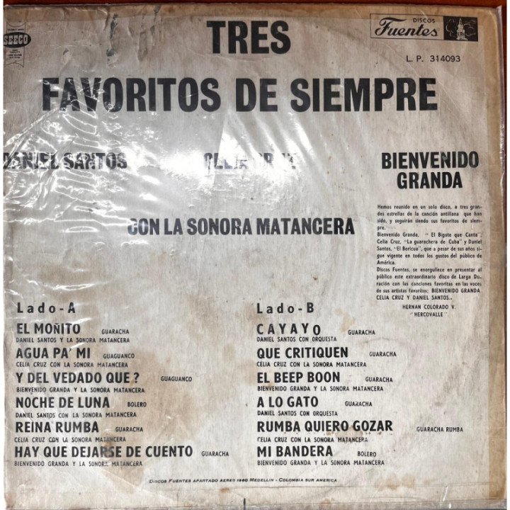 Tres Favoritos De Siempre - Con la Sonora Matancera reverso