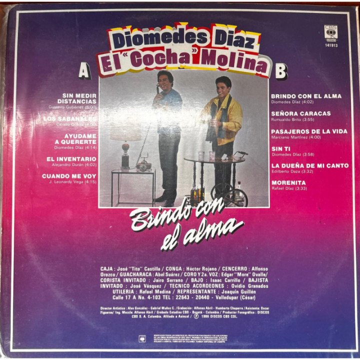 Diomedes Diaz y El ''Cocha'' Molina - Brindo con el Alma reverso