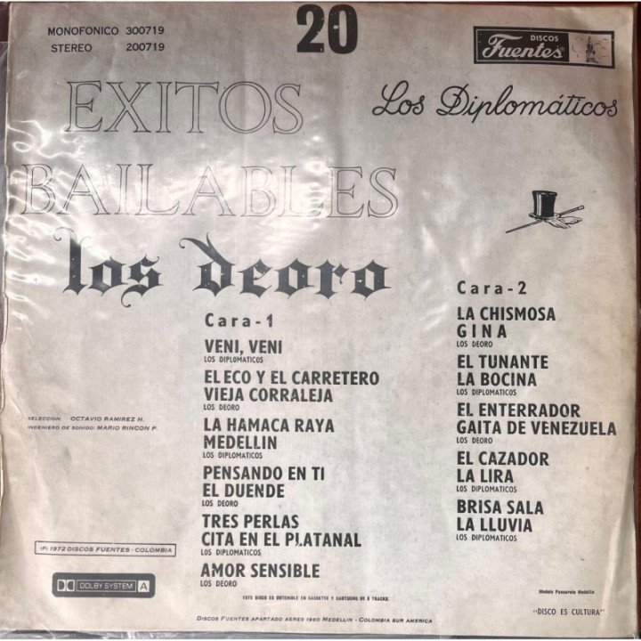 Los Diplomaticos -20 Exitos Bailables Los Deoro reverso