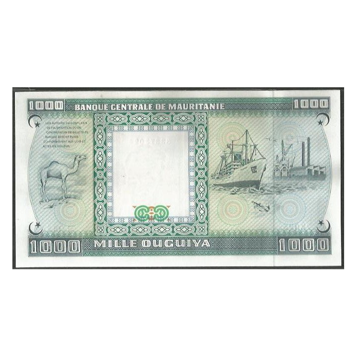 Mauritania 1.000 Ouguiya 28 Nov 1989 P9a reverso