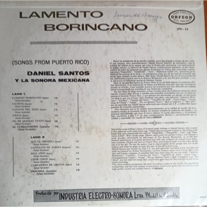 Daniel Santos - Lamento Borincano reverso