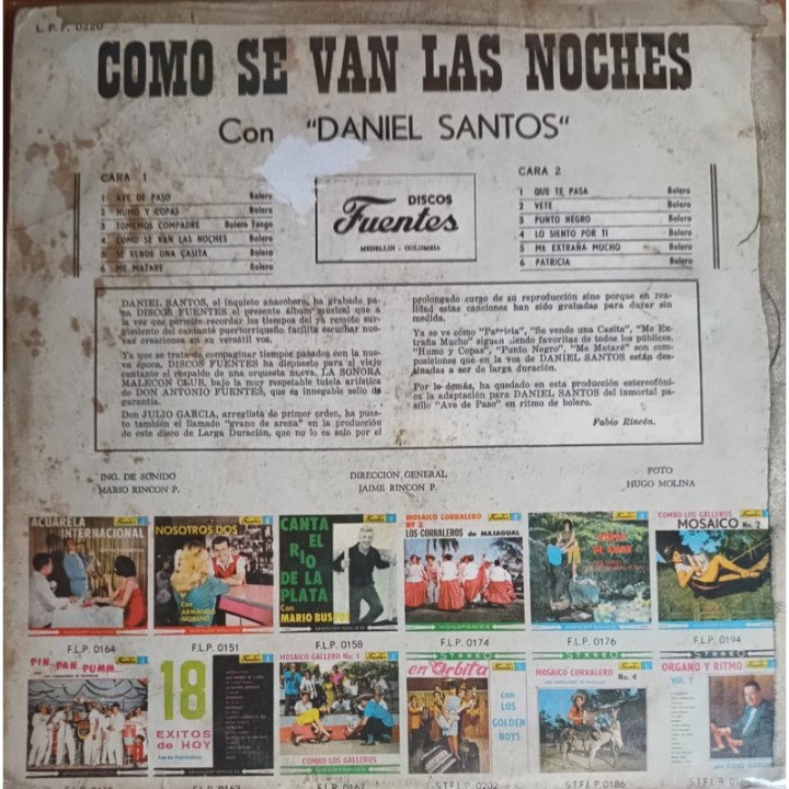 Daniel Santos - Como Se Van Las Noches reverso