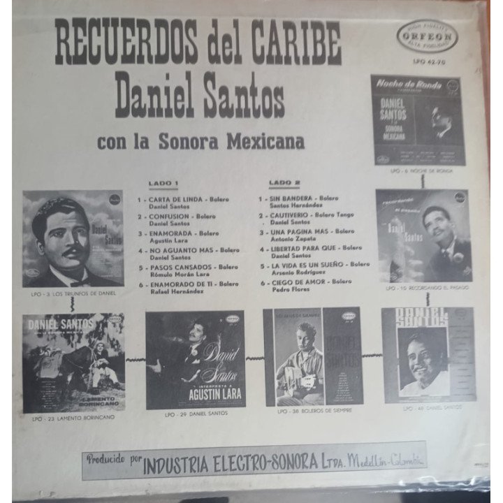 Daniel Santos - Recuerdos Del Caribe reverso