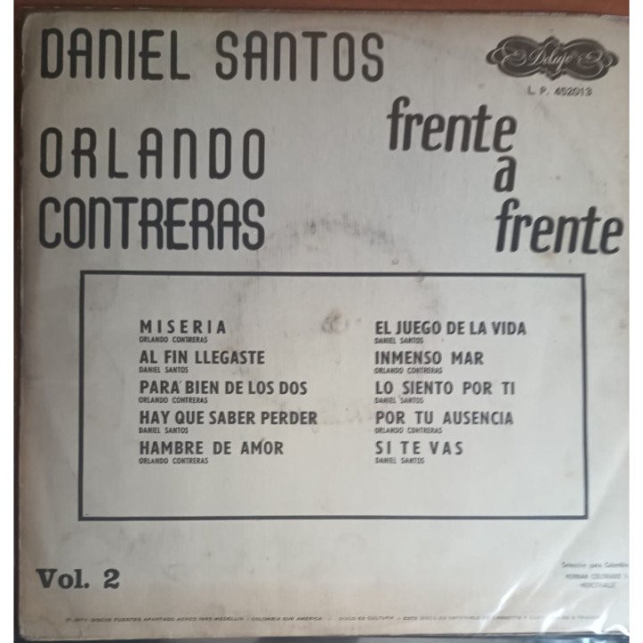 Daniel Santos y Orldando Contreras - Frente a frente reverso