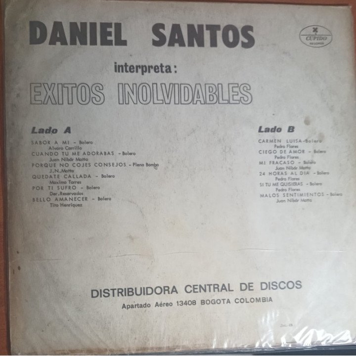 Daniel Santos - Exitos Inolvidables reverso