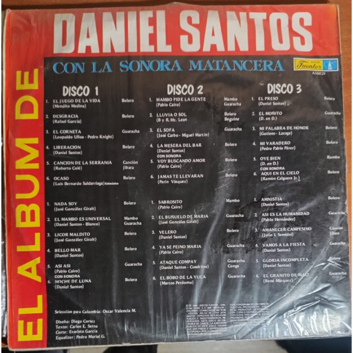 Daniel Santos - 36 Exitos ( 3 Vinilos ) reverso