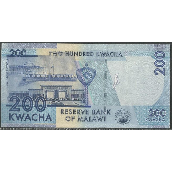 Malawi 200 Kwacha 1 Ene 2013 P60b reverso