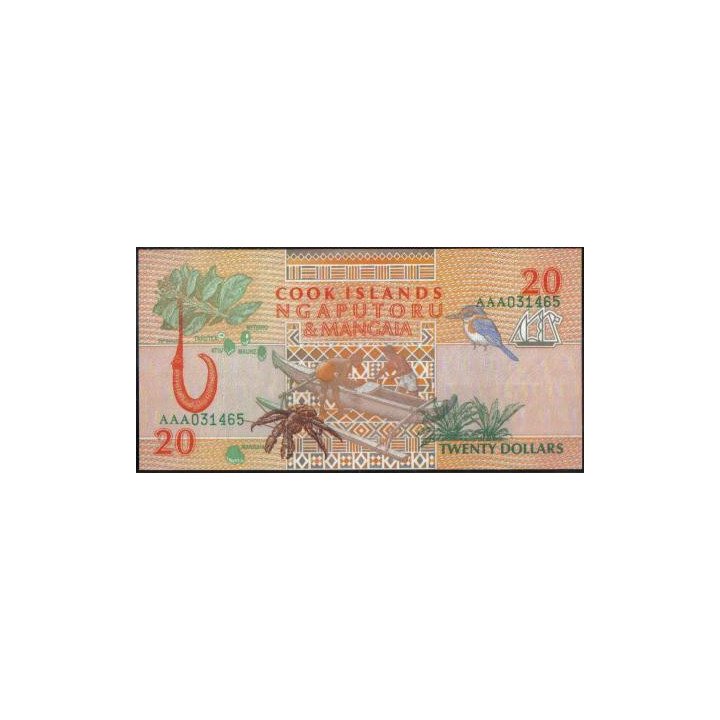 Islas Cook 20 Dollars ND1992 P9a reverso