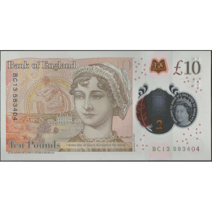 Inglaterra 10 Pounds 2016 P395 reverso