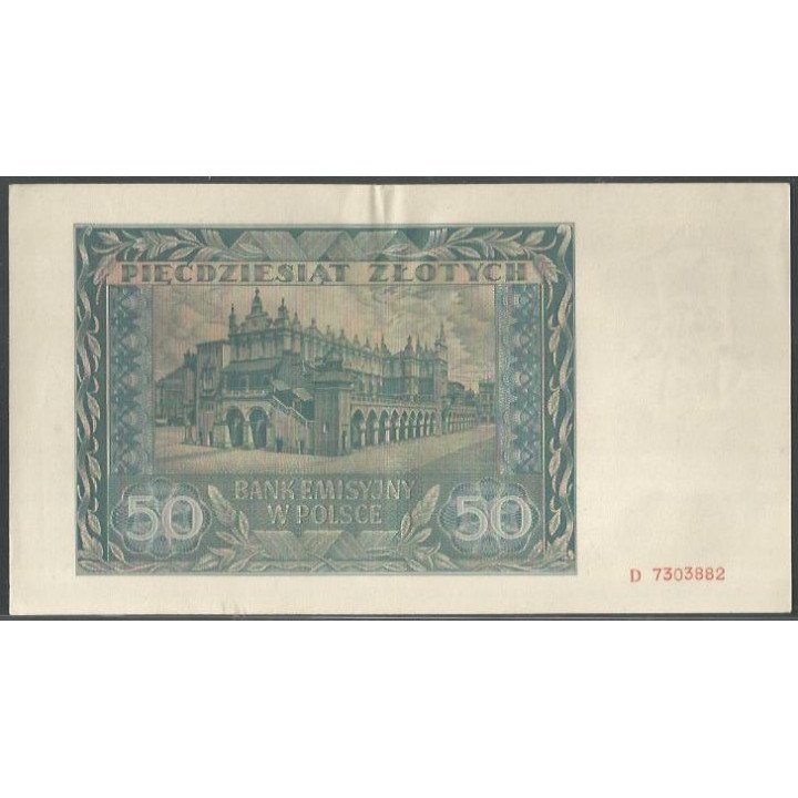 Polonia 50 Zlotych 1 Ago 1941 P102 reverso