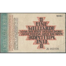 Alemania - Dusseldorf 1 MILLARDO Mark 1 Abr 1924