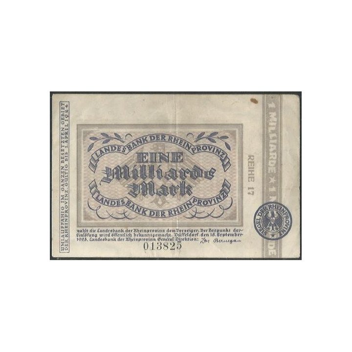 Alemania - Rhein 1 Millardo Mark 15 Sep 1923