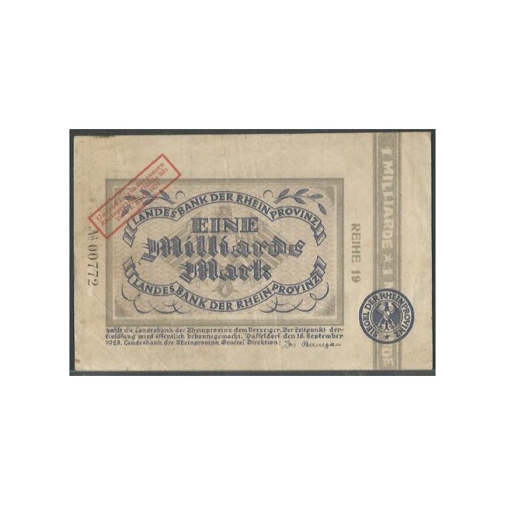 Alemania - Rhein 1 Millardo Mark 1 Abr 1924