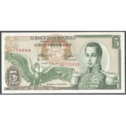 Colombia 5 Pesos 1 Ene 1973 Reposicion BGW139