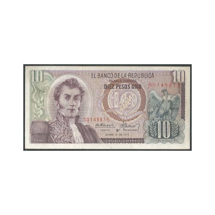 Colombia 10 Pesos 1 Ene 1973 Reposicion BGW191