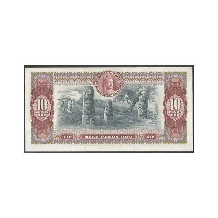 Colombia 10 Pesos 1 Ene 1973 Reposicion BGW191 reverso