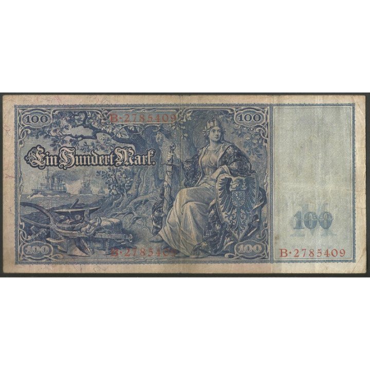 Alemania 100 Mark 10 Sep 1909 P37 reverso