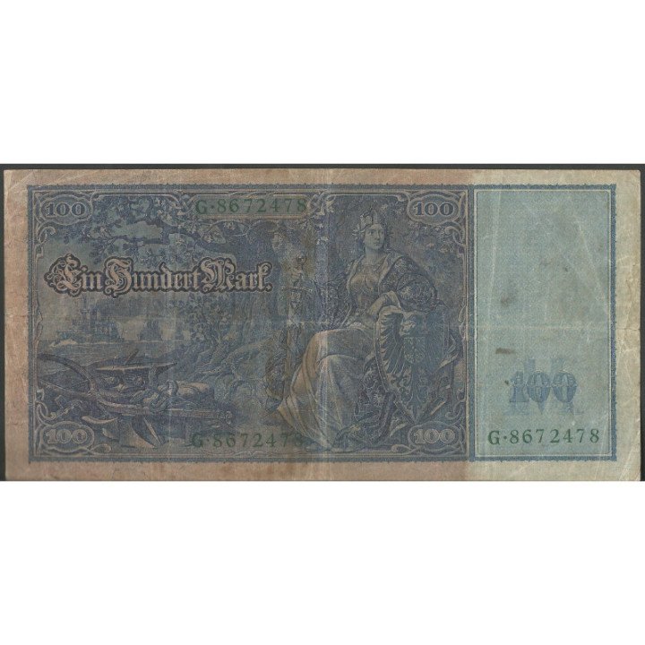 Alemania 100 Mark 21 Abr 1910 Sello verde P43 reverso