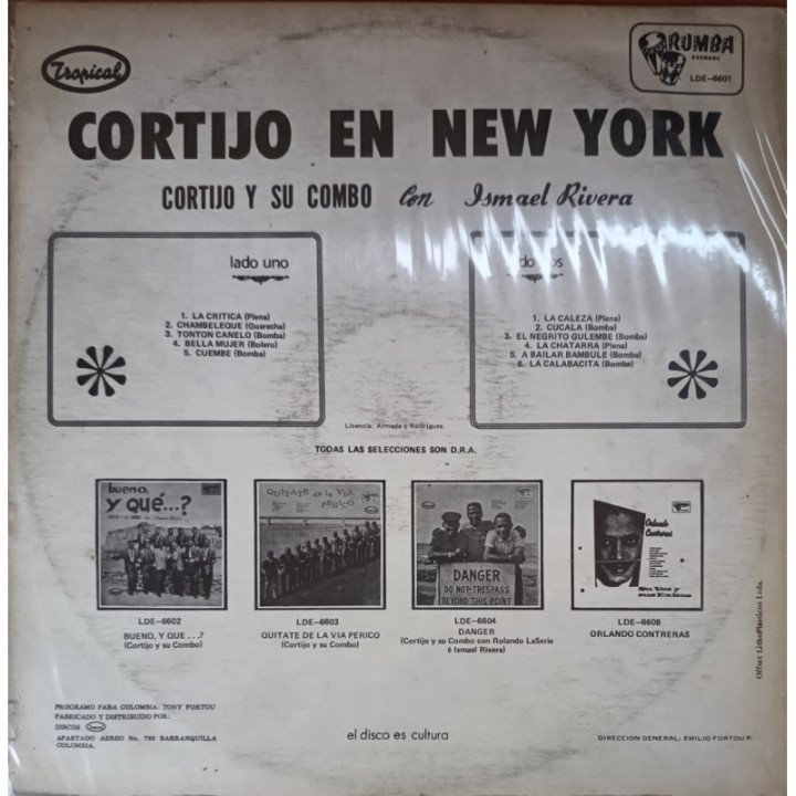 Cortijo Y Su Combo & Ismael Rivera - Cortijo En New York reverso