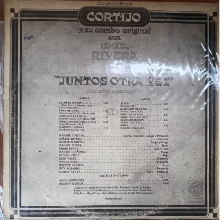 Cortijo Y Su Combo Original con Ismael Rivera - '' Juntos Otra Vez'' reverso