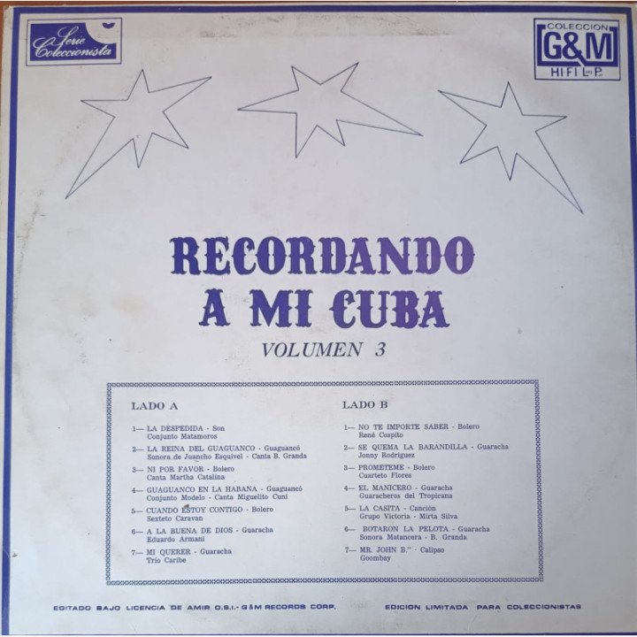 Recordando a Mi Cuba - Volumen 3 reverso