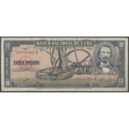 Cuba 10 Pesos 1960 P88c Firma el "Che"
