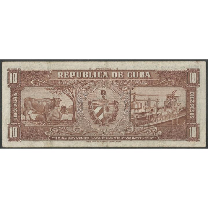 Cuba 10 Pesos 1960 P88c Firma el "Che" reverso