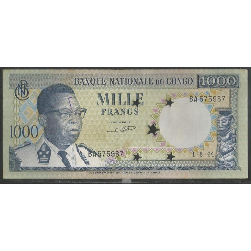 Rep. Democratica Del Congo, 1000 Francs 1 Ago 1964 P8b