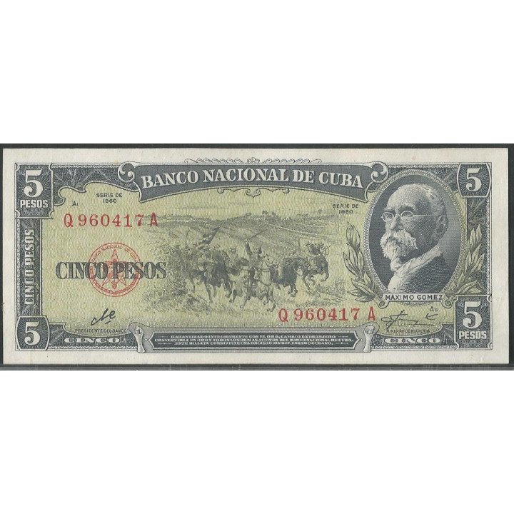 Cuba 5 Pesos 1960 P91c Firma "El Che"