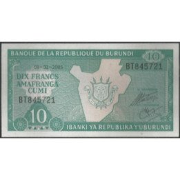 Burundi 10 Francs 5 Feb 2005 P33e