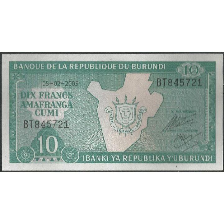 Burundi 10 Francs 5 Feb 2005 P33e