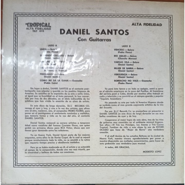 Daniel Santos - Y Linda? reverso