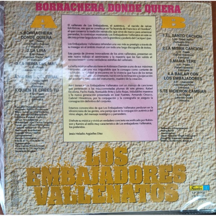 Los Embajadores Vallenatos - Borrachera Donde Quiera reverso