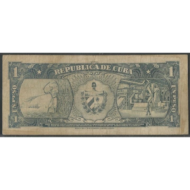 Cuba 1 Peso 1959 P90 reverso