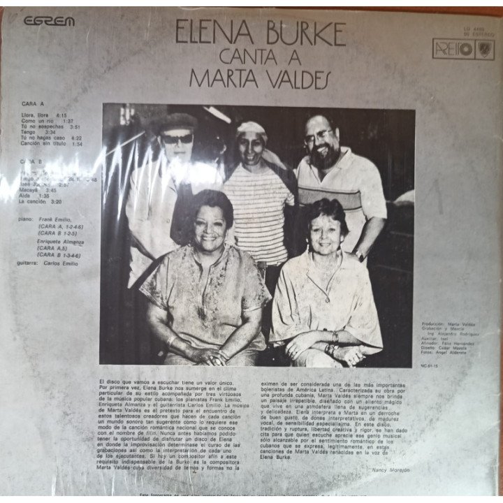 Elena Burke - Canta a Marta Valdes reverso