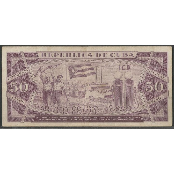 Cuba 50 Pesos 1961 Firma el "Che"P98a reverso