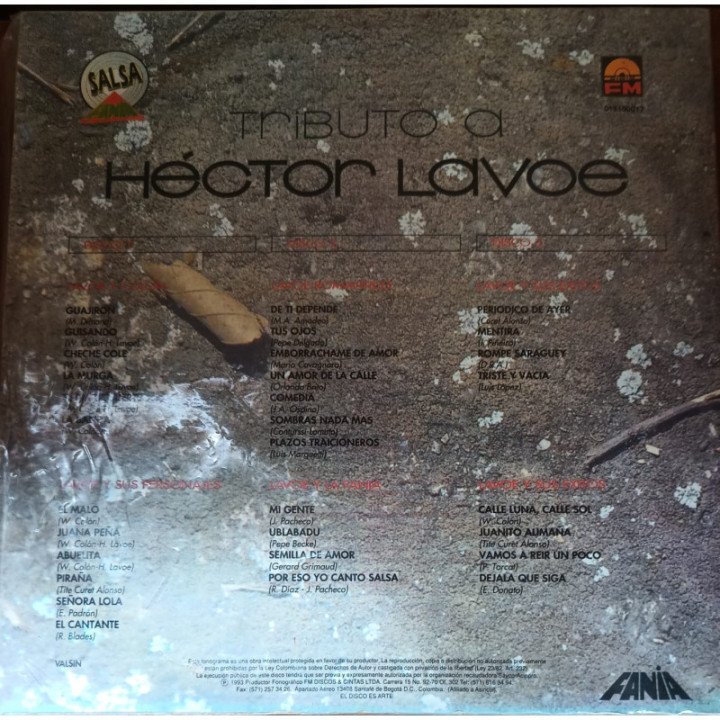 Hector Lavoe - Tribuoto a Hector Lavoe ( 3 vinilos) reverso