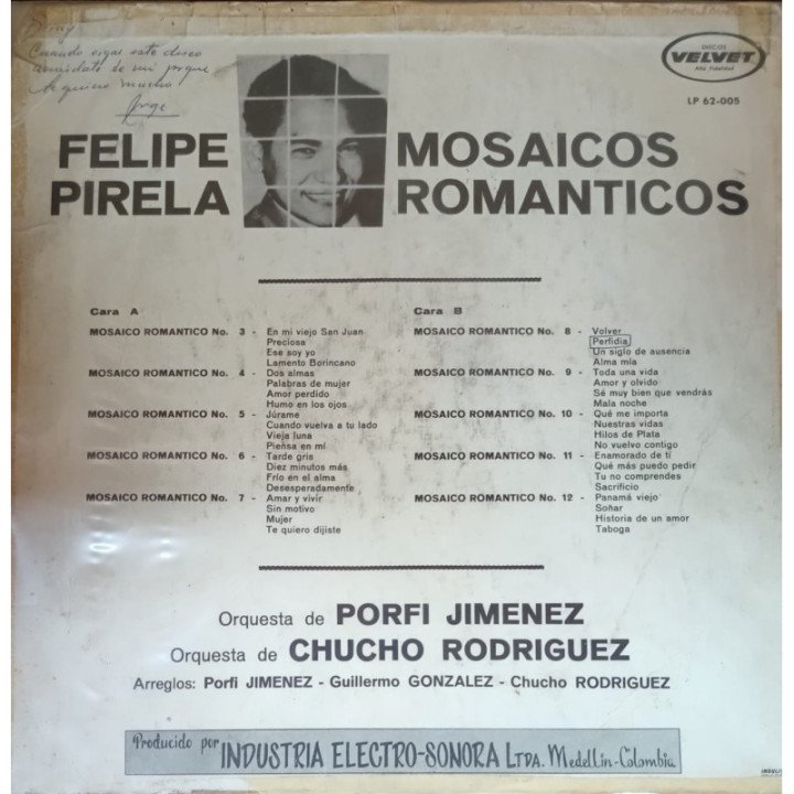 Felipe Pirela - Mosaicos Romanticos reverso