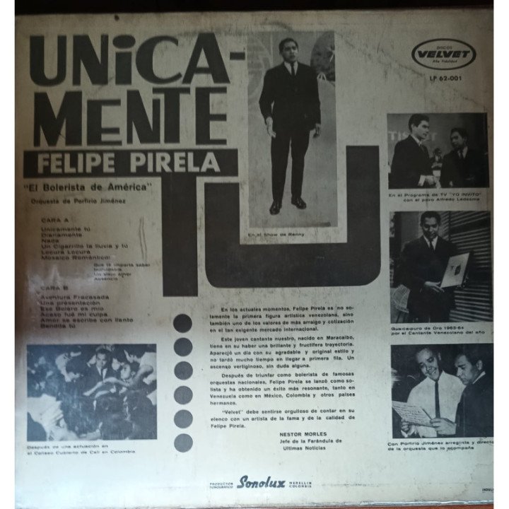 Felipe Pirela - Unicamente Tu reverso