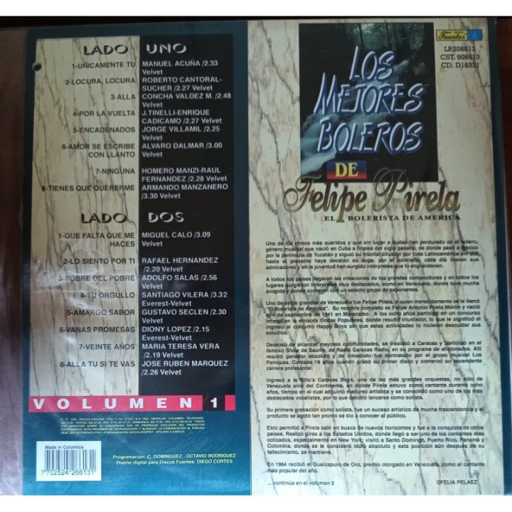 Felipe Pirela - Los Mejores Boleros reverso
