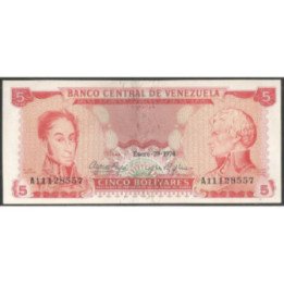 Venezuela 5 Bolivares 29 Ene 1974 A 8 Dig P50h