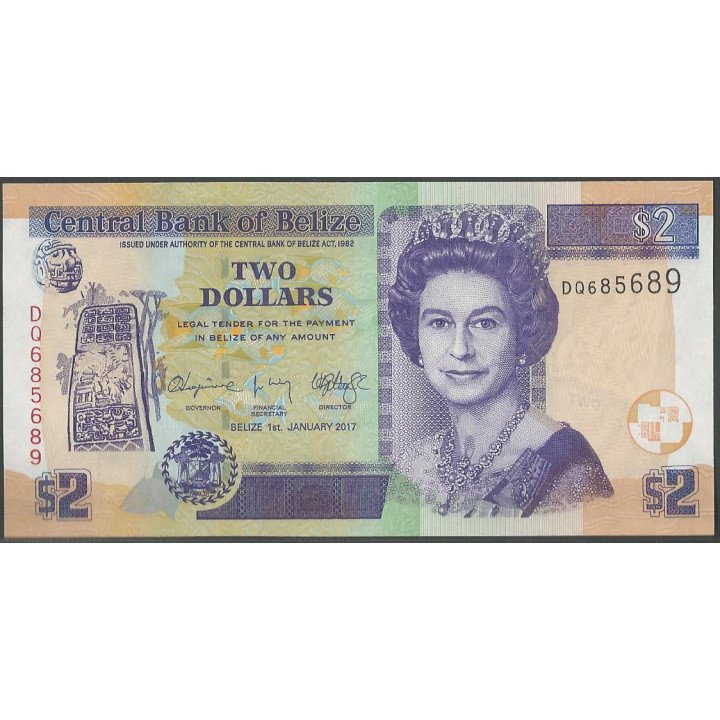 Belize 2 Dollars 1 Ene 2017 P66f