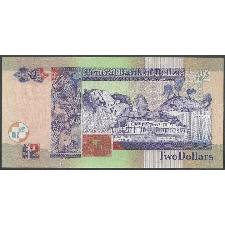 Belize 2 Dollars 1 Ene 2017 P66f reverso