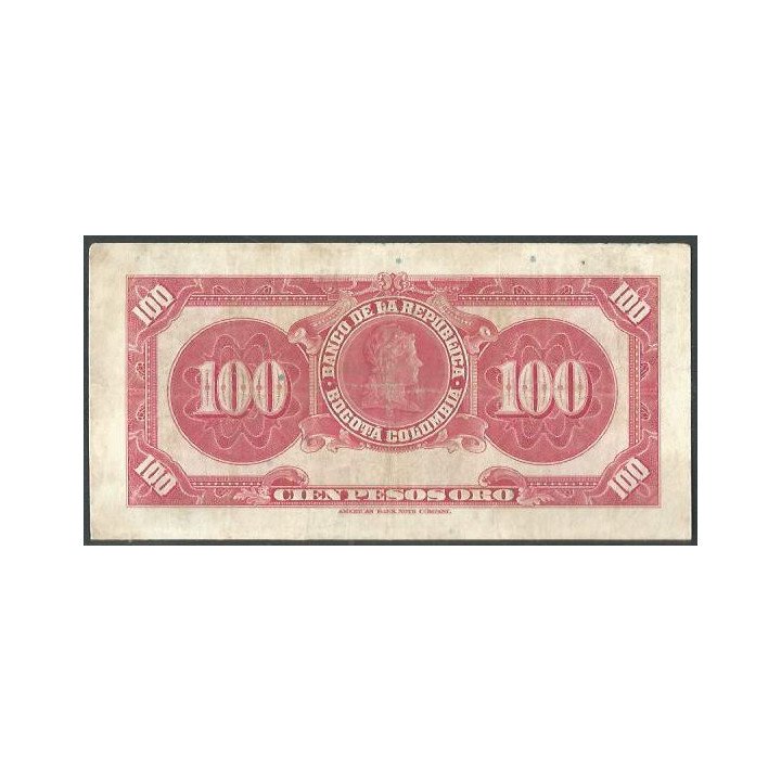 Billete de 100 Pesos 7 Ago 1947 6 Digitos BGW286 reverso