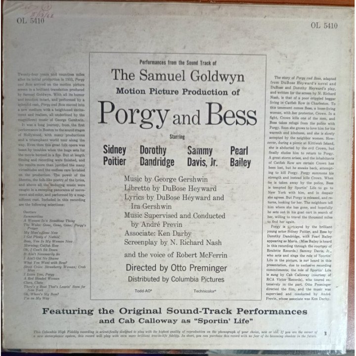 Porgy and Bess - Original Soundtrack Recording reverso