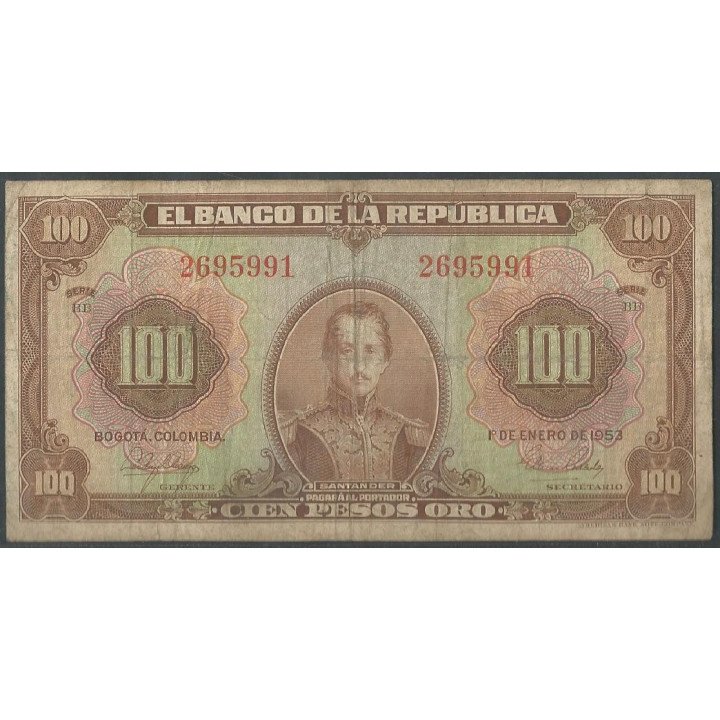 Billete de 100 Pesos 1 Ene 1953 BGW291