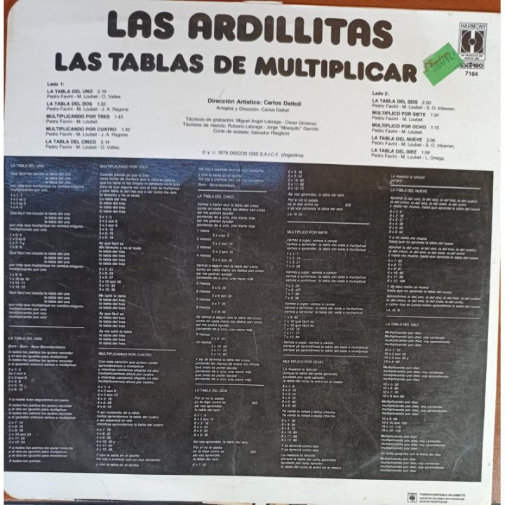 Las Ardillitas - Las Tablas de Multiplicar reverso
