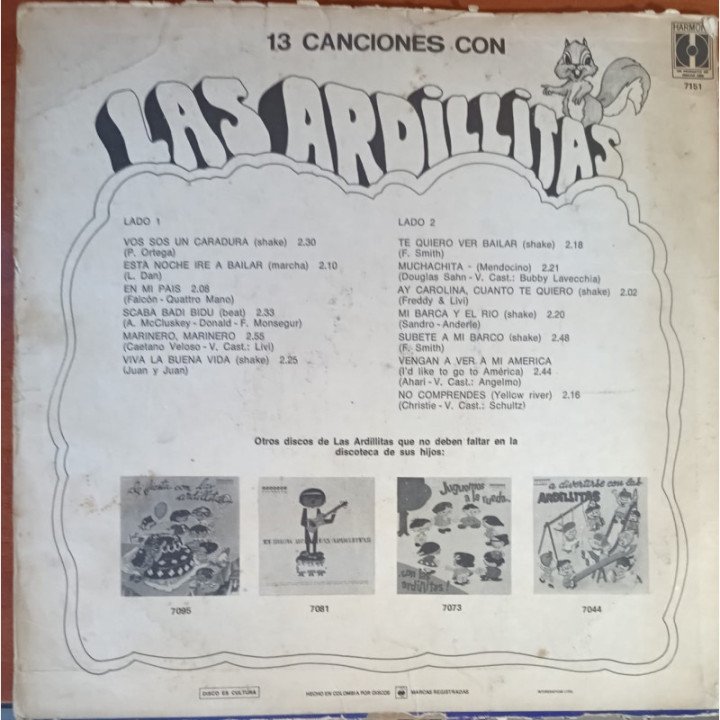 Las Ardillitas - 13 Canciones reverso
