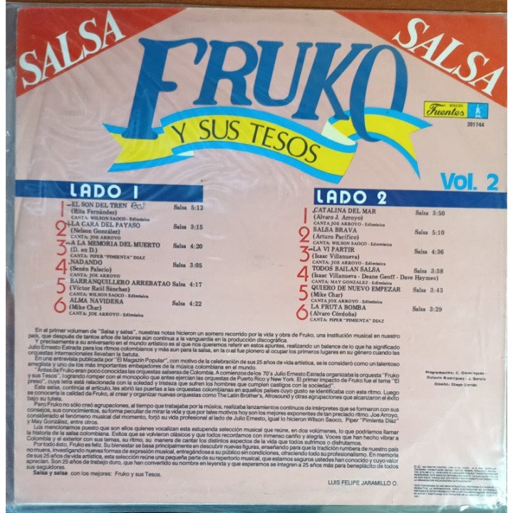Fruko y Sus Tesos - 12 Grandes Exitos reverso