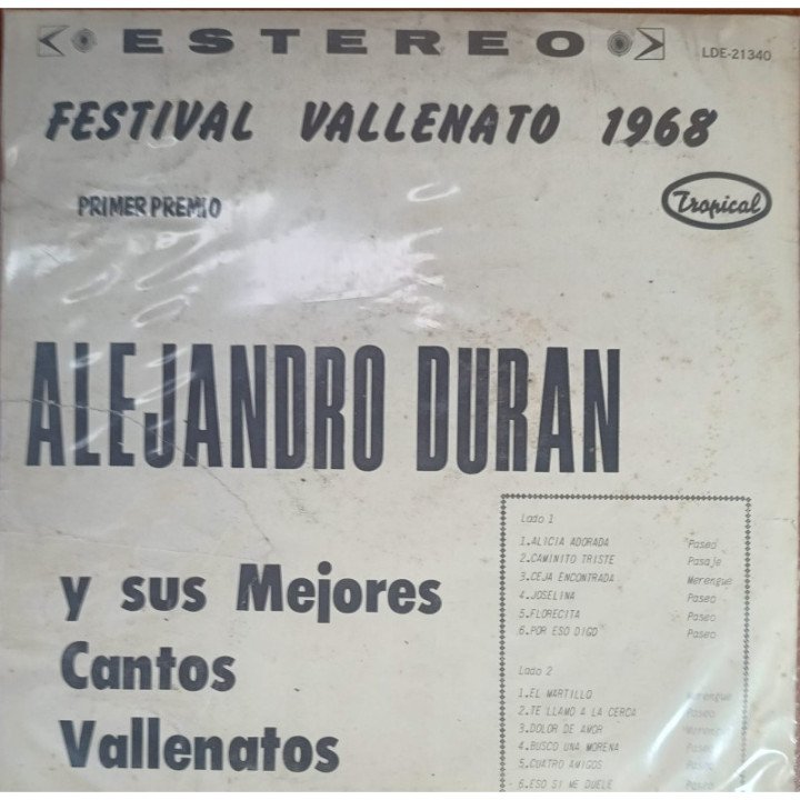 Alejandro Duran - Y Sus Mejorers Cantos Vallenatos reverso